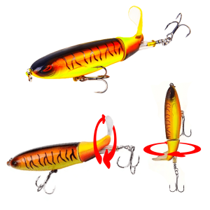 Wobler pływający z obrotową płetwą Sahido FIZZ SPLASH ORANGE TIGER